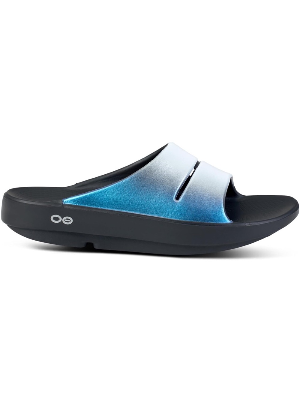 OOFOS Ooahh Metallic Blue Slide Sandal for Women size 9 almost new! - Picture 2 of 7